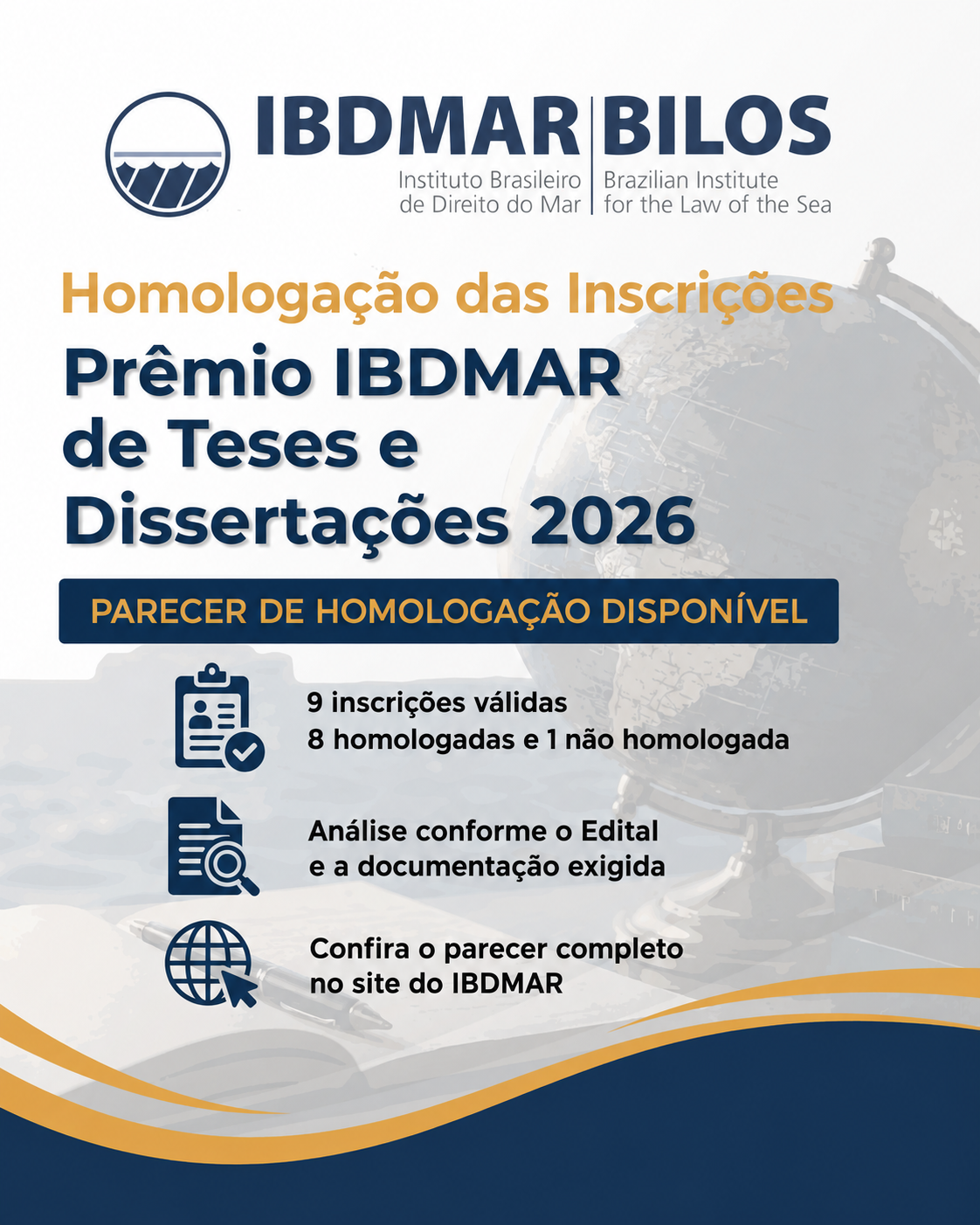 IBDMAR divulga homologação das inscrições do Prêmio de Teses e Dissertações 2026